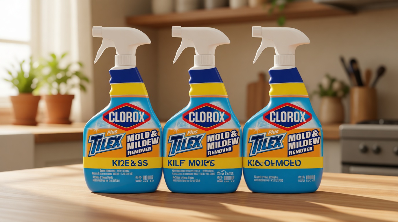 Clorox Plus Tilex Mold and Mildew Remover with Bleach, Spray Bottle, 32 Fluid Ounces, Unscented, Pack of 3