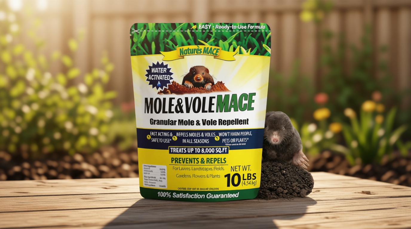 Nature's MACE Mole & Vole MACE – Yard & Garden Granules, Castor Oil Formula, Outdoor Use, Plant & Pet Safe, 160 Fl Oz (Pack of 1)