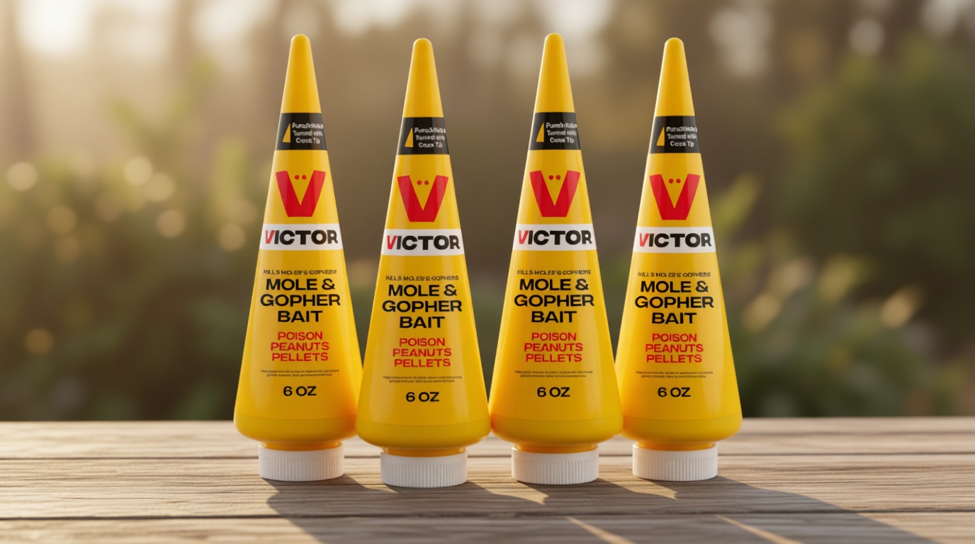 Victor M6006 Outdoor Mole & Gopher Poison Peanuts, Mole and Gopher Killer Bait, 4 Pack