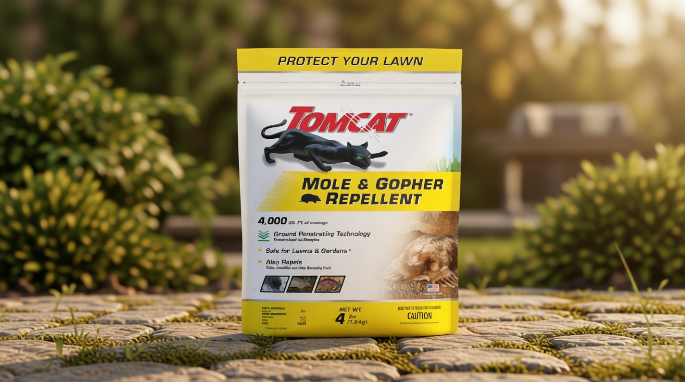 Tomcat Mole & Gopher Repellent Granules, Safe for Lawn and Garden, Formulated with Castor Oil, 4 lbs.