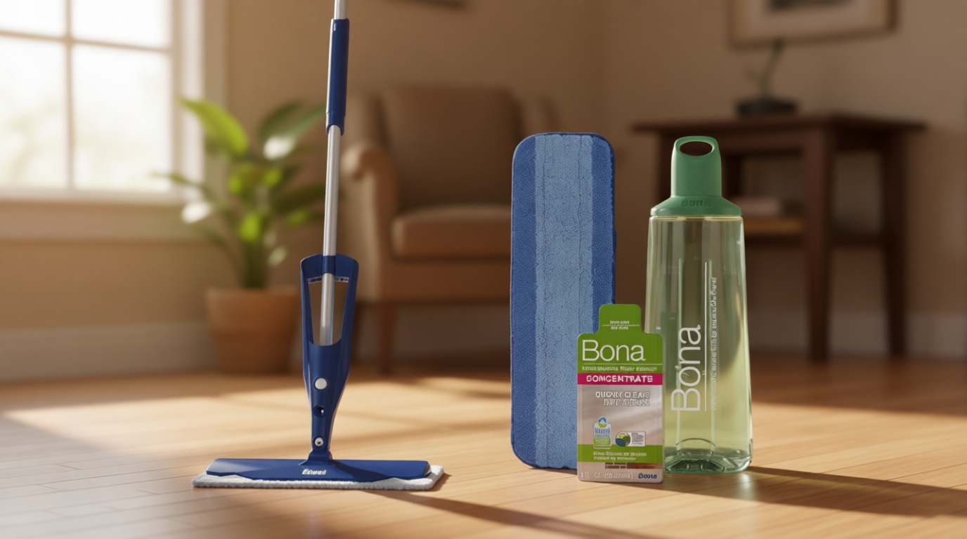 Bona Multi-Surface Floor Premium Spray Mop - Includes Multi-Surface Floor Cleaner Concentrate and Machine Washable Microfiber Cleaning Pad - For Stone, Tile, Laminate and Vinyl LVT/LVP Floors