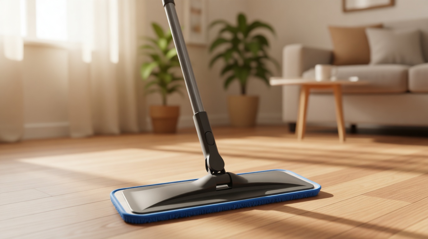 Microfiber Mops for Hardwood Floor Cleaning - BPAWA Flat Floor Mop with 4 Washable Pads for Laminate Wood Tile Vinyl Home Kitchen Bathroom - 59" Adjustable Handle