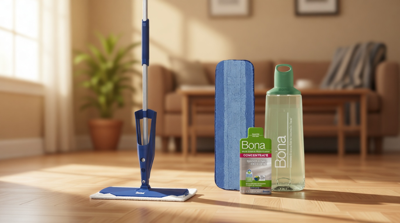 Bona Multi-Surface Floor Premium Spray Mop - Includes Multi-Surface Floor Cleaner Concentrate and Machine Washable Microfiber Cleaning Pad - For Stone, Tile, Laminate and Vinyl LVT/LVP Floors