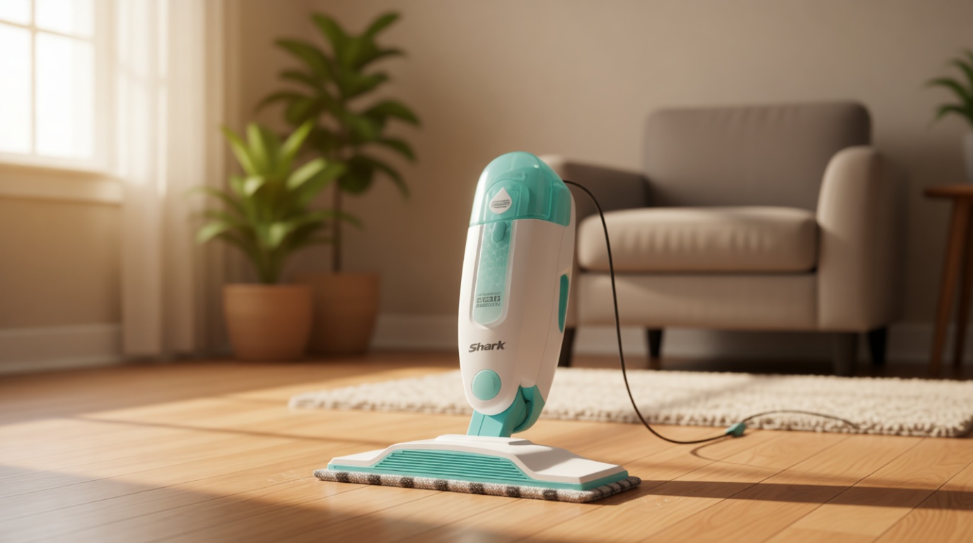 Shark Steam Mop with 2 Machine Washable Dirt Grip Pads, Removable Water Tank, Lightweight, Steam Cleaner for sealed Hard Floors, Marble, Stone, Hardwood, Tile, Laminate, White/Seafoam, S1000