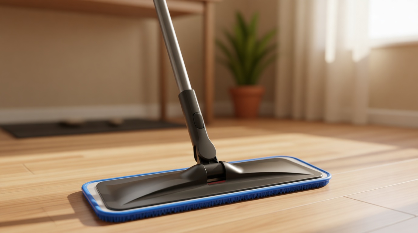 Microfiber Mops for Hardwood Floor Cleaning - BPAWA Flat Floor Mop with 4 Washable Pads for Laminate Wood Tile Vinyl Home Kitchen Bathroom - 59" Adjustable Handle