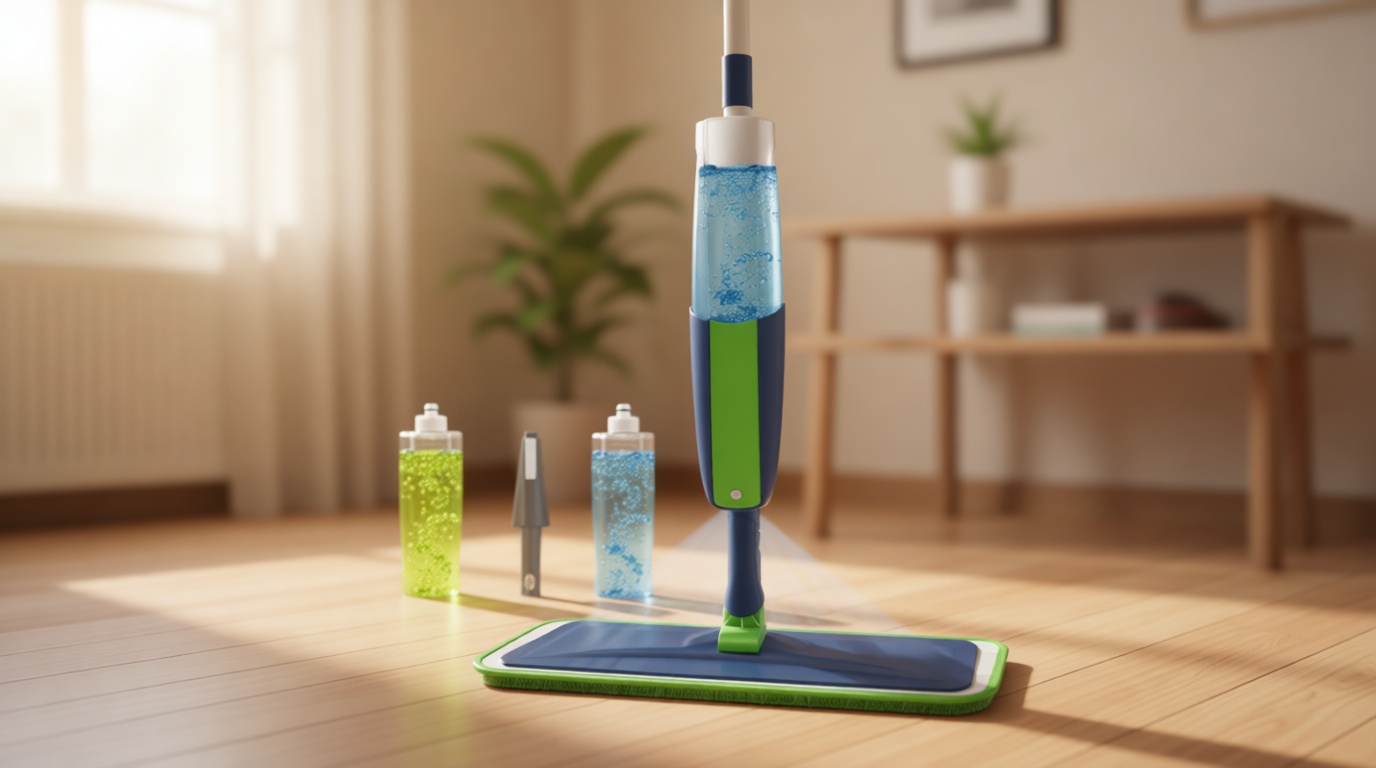 Spray Wet Mops for Hardwood Floor Cleaning: MEXERRIS Floor Mop with 5 Washable Pads for Swiffer Powermop & 2 Refillable Bottles - Home Commercial Dust Dry Mops for Wood Laminate Vinyl Tiles Ceramic Global Recycled Standard