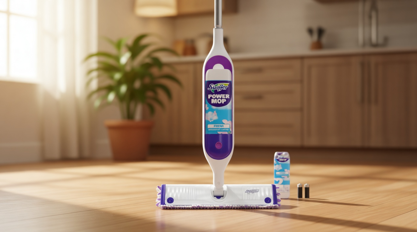Swiffer PowerMop Multi-Surface Mop Kit for Floor Cleaning, Fresh Scent, Mopping Kit Includes PowerMop, 2 Mopping Pad Refills, 1 Floor Cleaning Solution with Fresh Scent and 2 Batteries