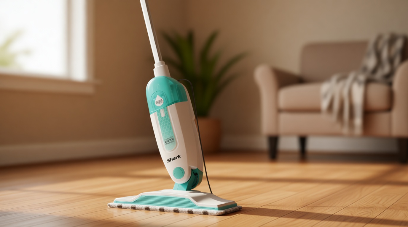 Shark Steam Mop with 2 Machine Washable Dirt Grip Pads, Removable Water Tank, Lightweight, Steam Cleaner for sealed Hard Floors, Marble, Stone, Hardwood, Tile, Laminate, White/Seafoam, S1000