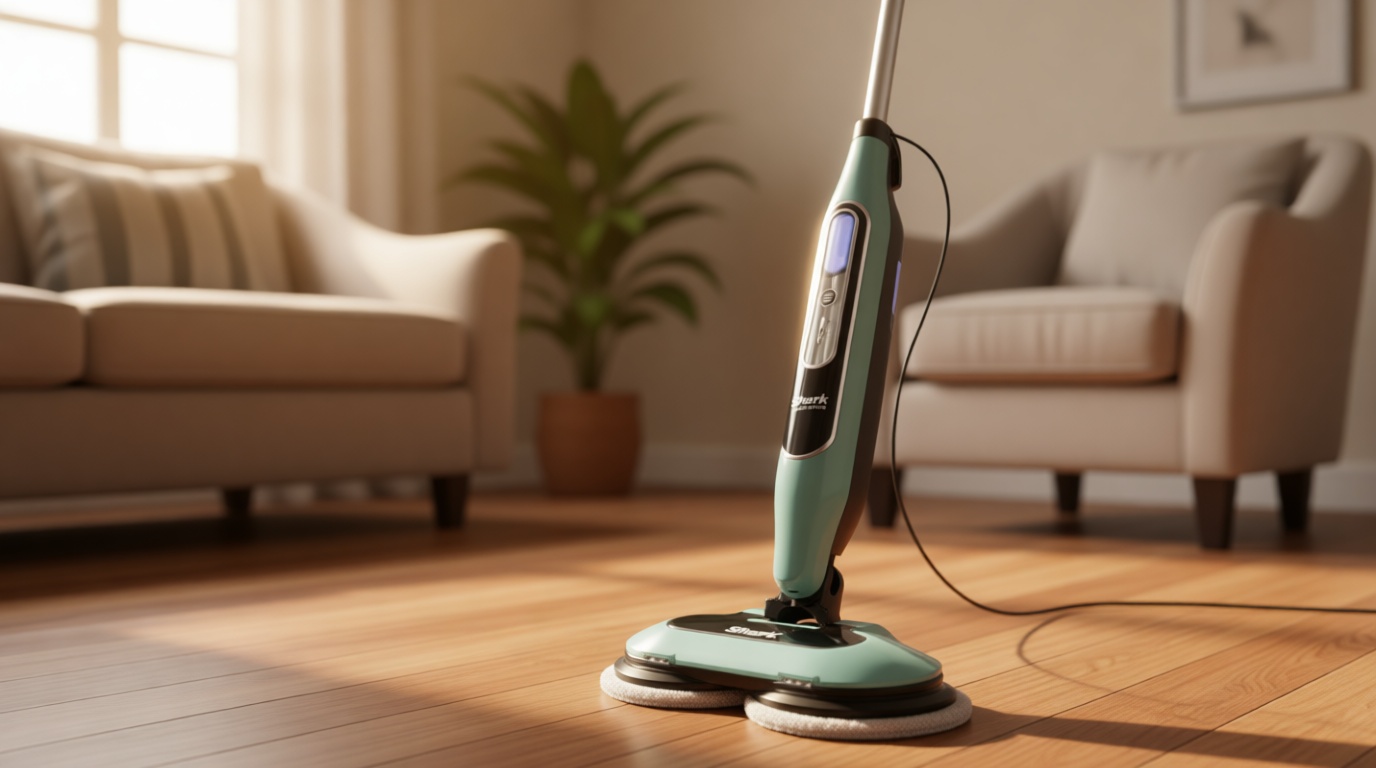 Shark Steam & Scrub Steam Mop, All-in-One Scrubbing and Sanitizing Hard Floor Cleaner, LED Headlights, 4 Dirt Grip Soft Scrub Pads Included, XL Water Tank, Swivel Steering, Hawaiian Grey, S8001