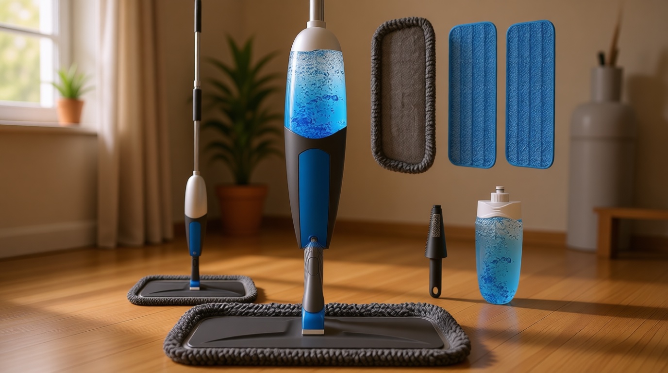 BPAWA Spray Mops for Floor Cleaning - Microfiber Wet Dry Dust Mop for Hardwood Laminate Wood Tile Vinyl Floors with 3 Washable Pads fit for Swiffer PowerMop