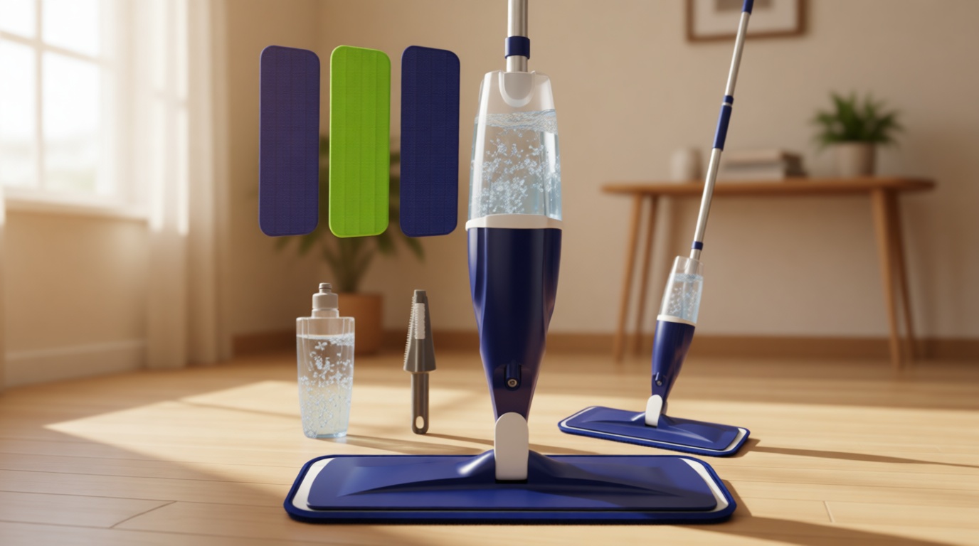 Microfiber Spray Mop for Floors Cleaning: Wet Dry Hardwood Floor Mops with 3 Washable Reusable Pads for Swiffer Powermop - Flat Mop with Sprayer for Tile Wood Laminate Vinyl Marble