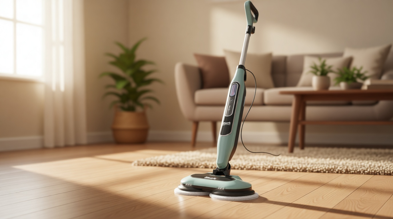 Shark Steam & Scrub Steam Mop, All-in-One Scrubbing and Sanitizing Hard Floor Cleaner, LED Headlights, 4 Dirt Grip Soft Scrub Pads Included, XL Water Tank, Swivel Steering, Hawaiian Grey, S8001