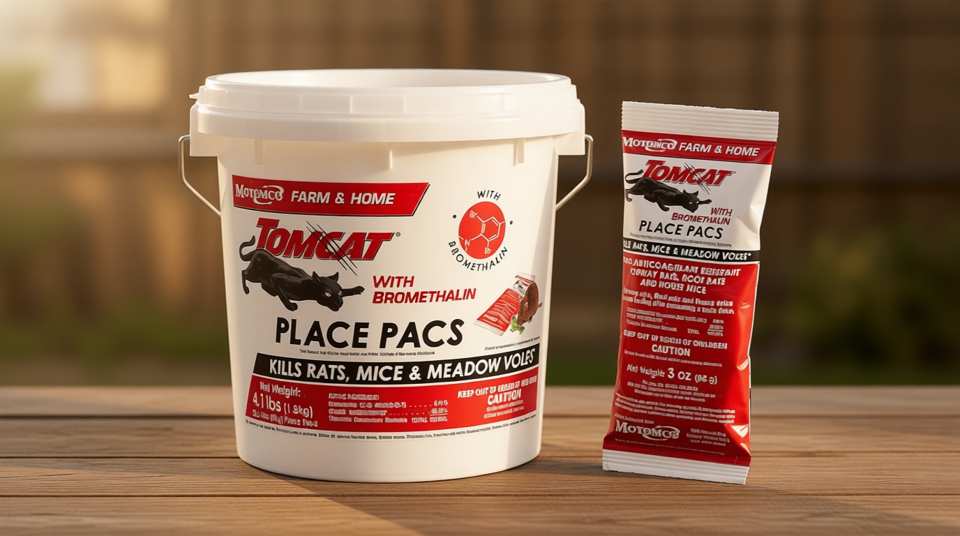Tomcat Bromethalin Place Pacs Bait, Pest Control for Agricultural Buildings and Homes, Kill Rats and Mice