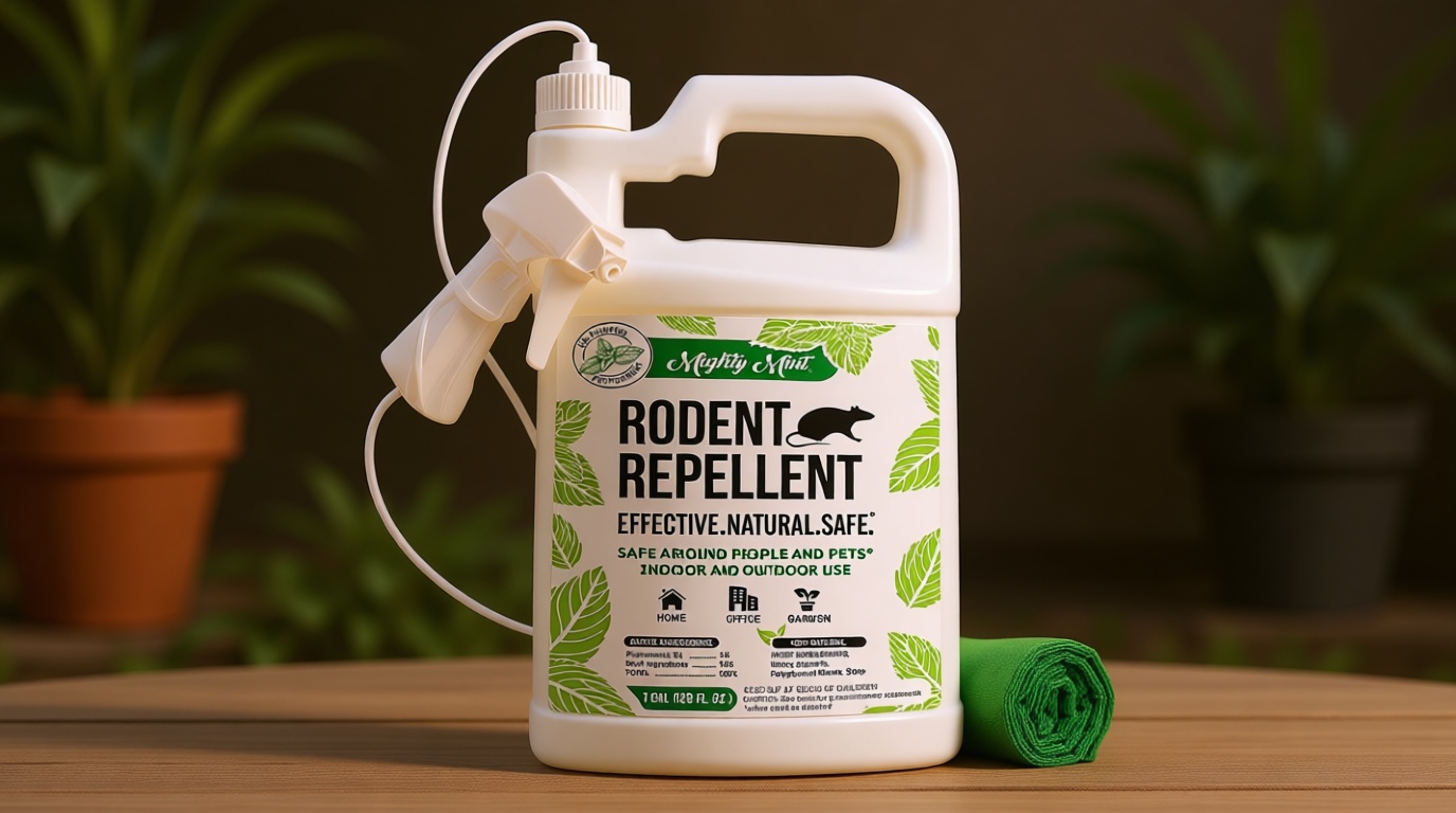 Mighty Mint Peppermint Oil Rodent Repellent Spray with Microfiber Cloth – Natural Indoor & Outdoor Control for Mice and Rats – Plant-Based, Extra-Strong Formula - 1 Gallon (128 oz)