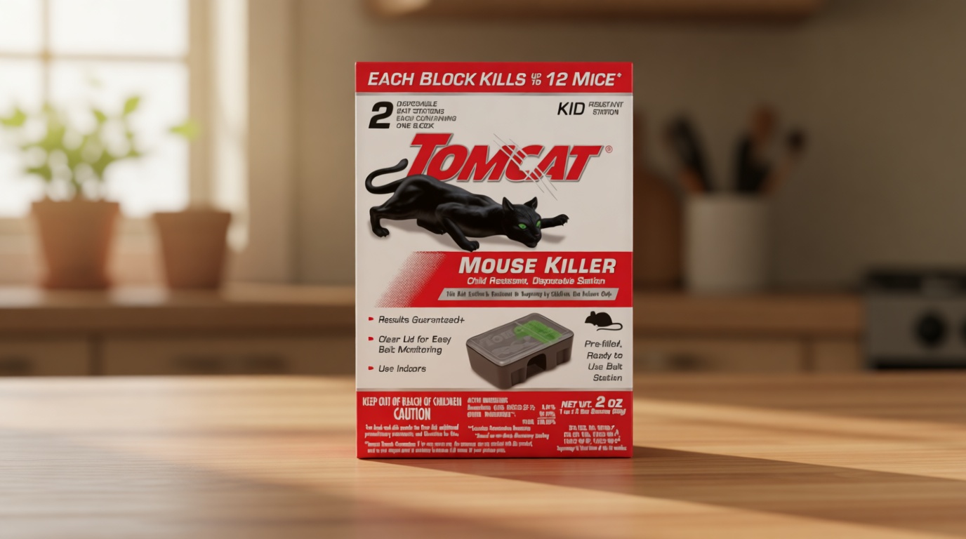 Tomcat Mouse Killer Child Resistant, Disposable Station, 2 Pre-Filled Ready-To-Use Bait Stations