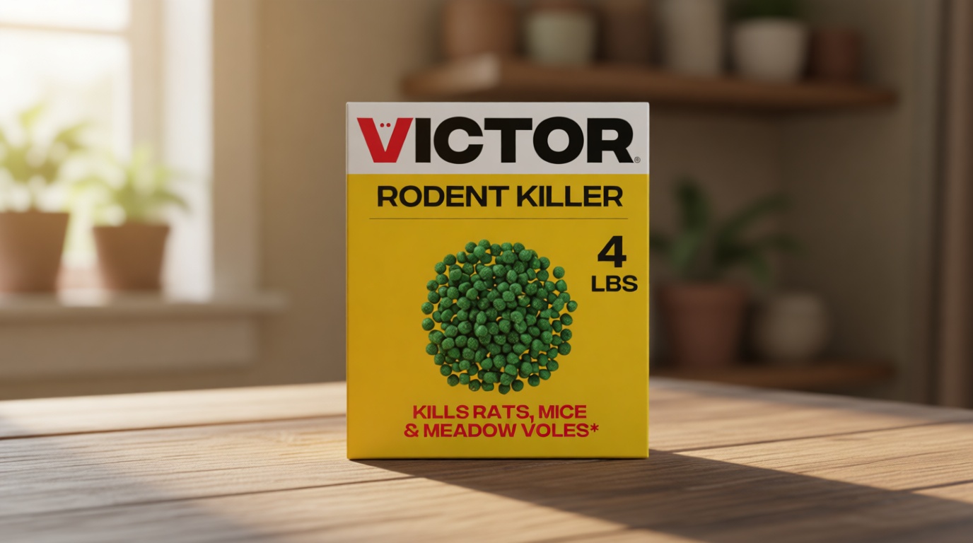 Victor Rat Poisoning for Inside & Outdoor Use - Kills Rats, Mice, Meadow Voles, Mouse Poisoning for Indoor & Outside Areas, Ready-to-Use, Yellow, M925, 4 lbs