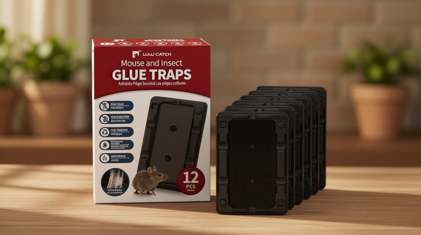 LULUCATCH Mouse & Insect Traps 12 Pack, Heavier Sticky Traps with Non-Toxic Glue for Small Mice & Insects. Sticky Mouse Traps Indoor, Easy to Set, Pet Safe Pest Control