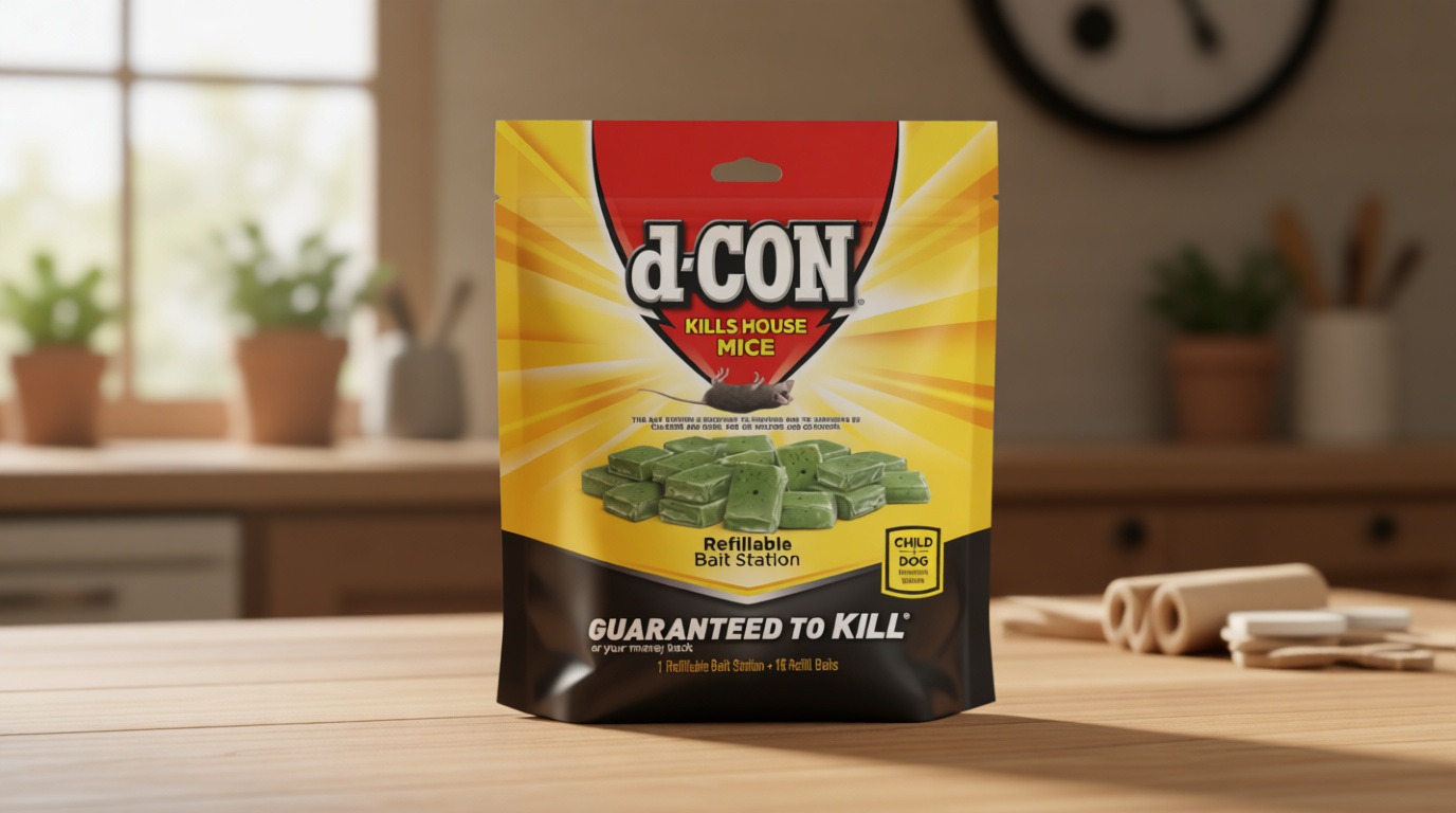 d-CON Refillable Corner Fit Mouse Bait Station, 1 Trap + 18 Bait Refills