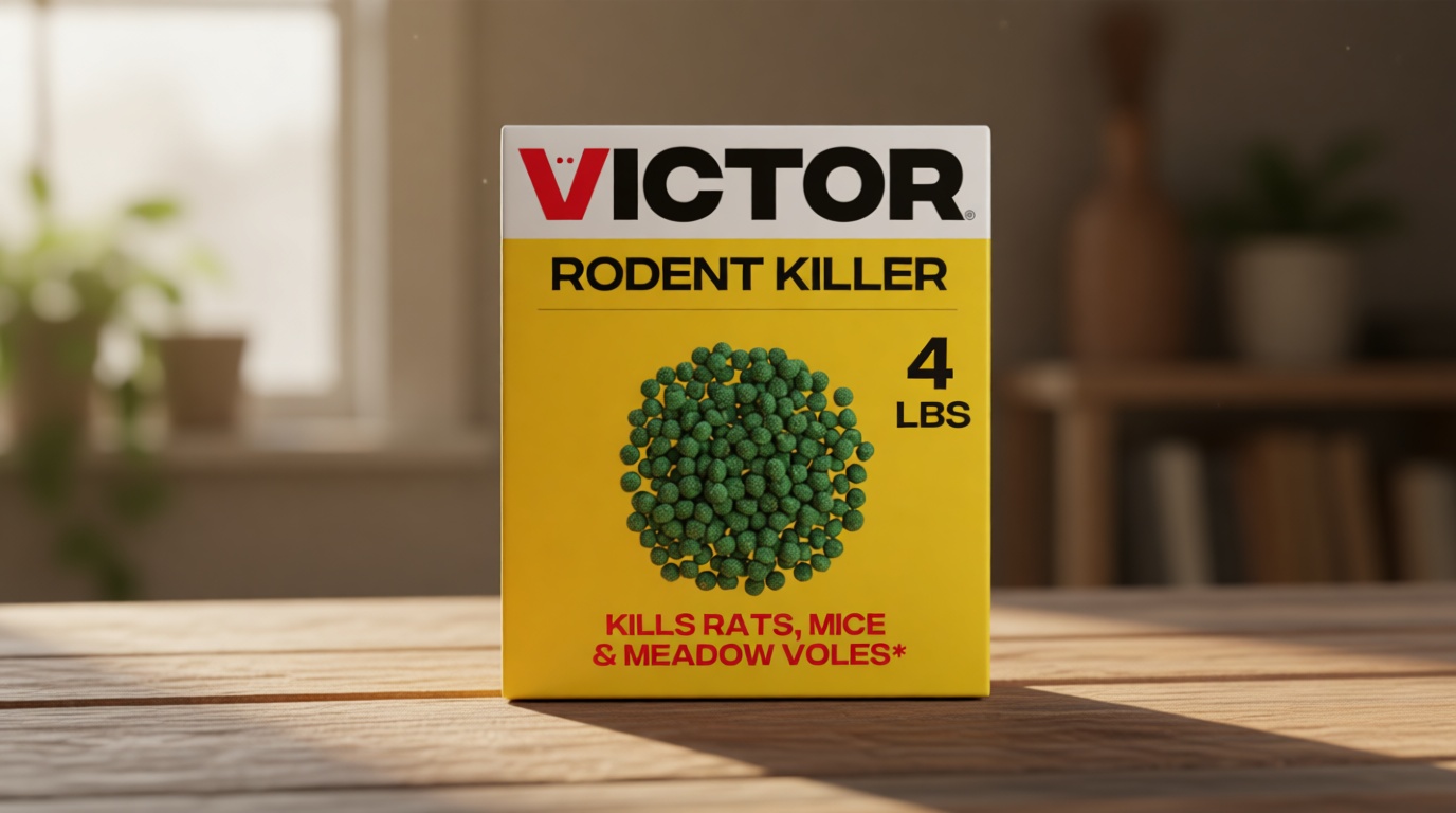 Victor Rat Poisoning for Inside & Outdoor Use - Kills Rats, Mice, Meadow Voles, Mouse Poisoning for Indoor & Outside Areas, Ready-to-Use, Yellow, M925, 4 lbs