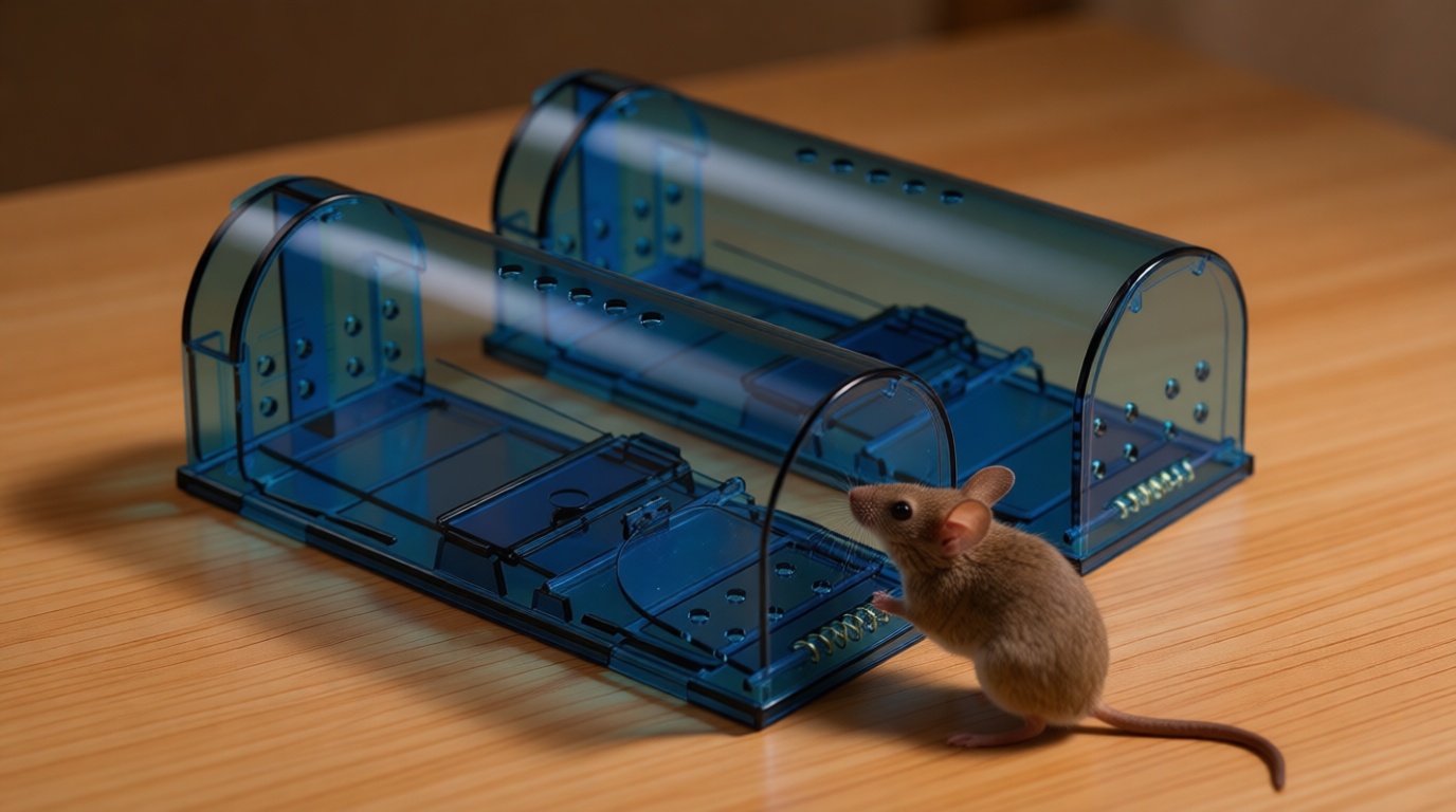 Blinc [2-Pack] Humane Mouse Trap - Catch and Release No-Kill Rodent Traps for Indoors & Outdoors - Safe for Children & Pets - Reusable Mouse Catcher for Kitchen, Pantry & Garage (Transparent Blue)