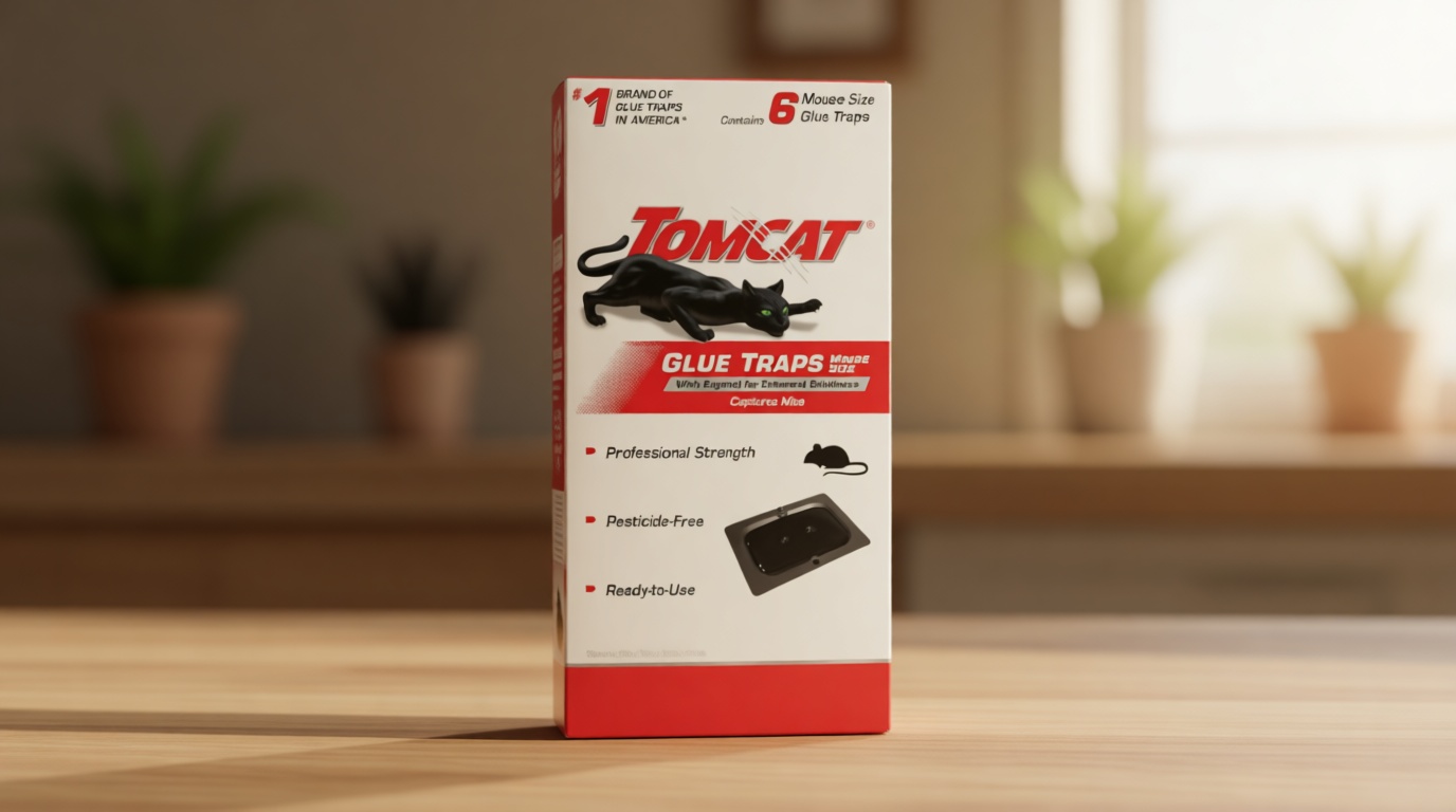 Tomcat Glue Traps Mouse Size with Eugenol for Enhanced Stickiness - Sticky Pads For Mice, Cockroaches, and Spiders, 6 Traps