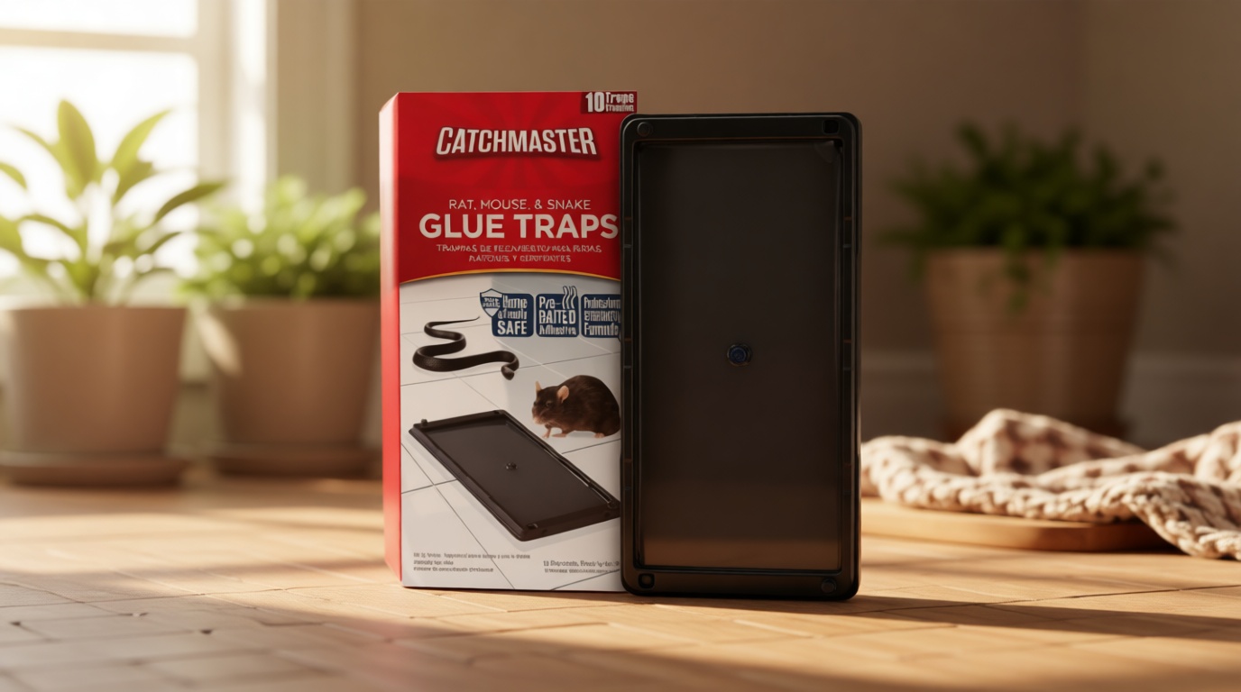 Catchmaster Rat, Snake and Mouse Traps 10Pk, Large Bulk Glue Rat Traps for Home, Adhesive Plastic Tray for Inside House, Snake, Mice, & Spider Catcher, Pest Control for House & Garage