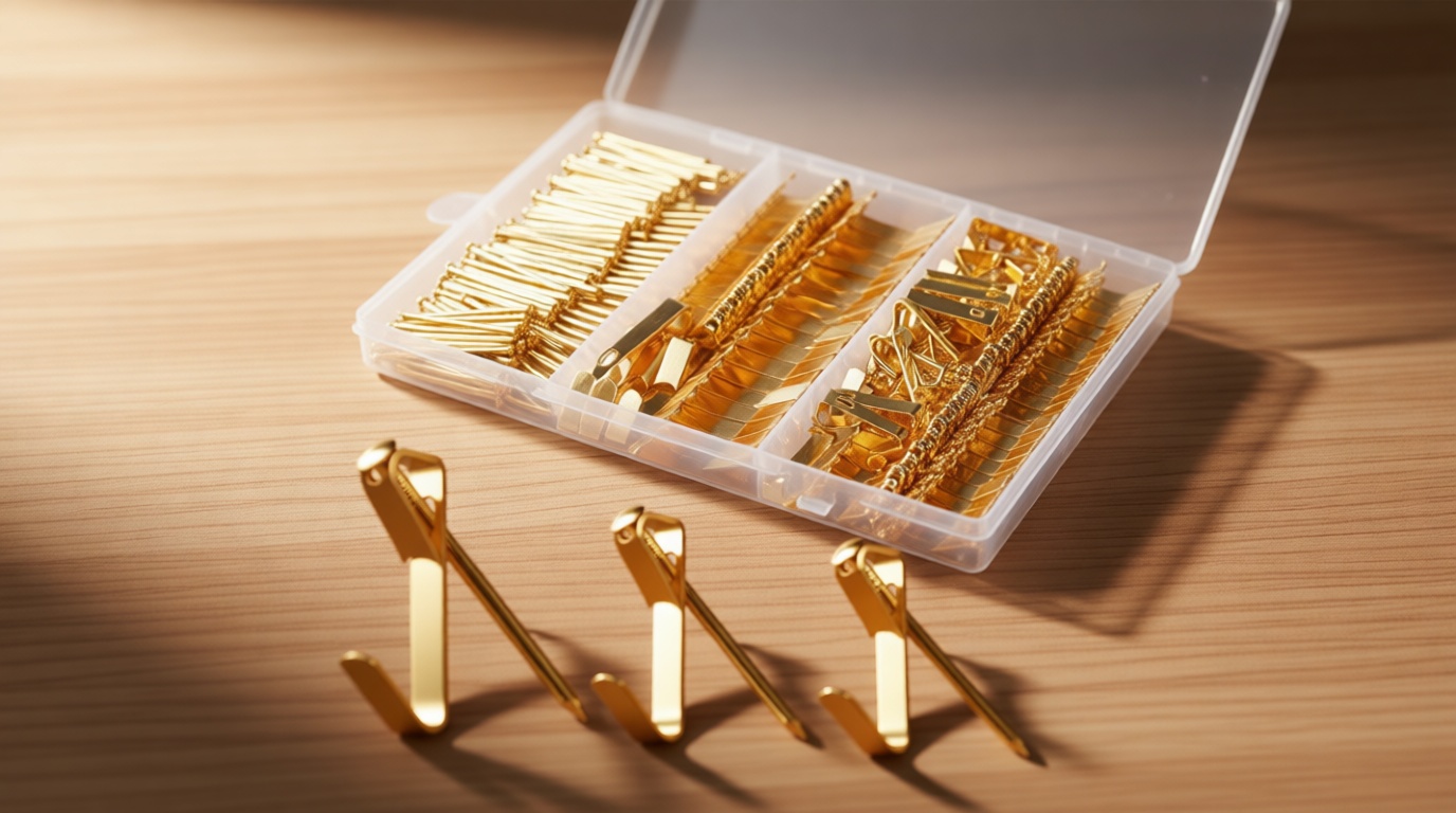 184 Pieces Picture Hanging Kit, 20lb, 30lb, and 50lb Picture Hangers, Metal Picture Hanging Hooks with Nails, on Drywall, Wooden Wall(Gold)