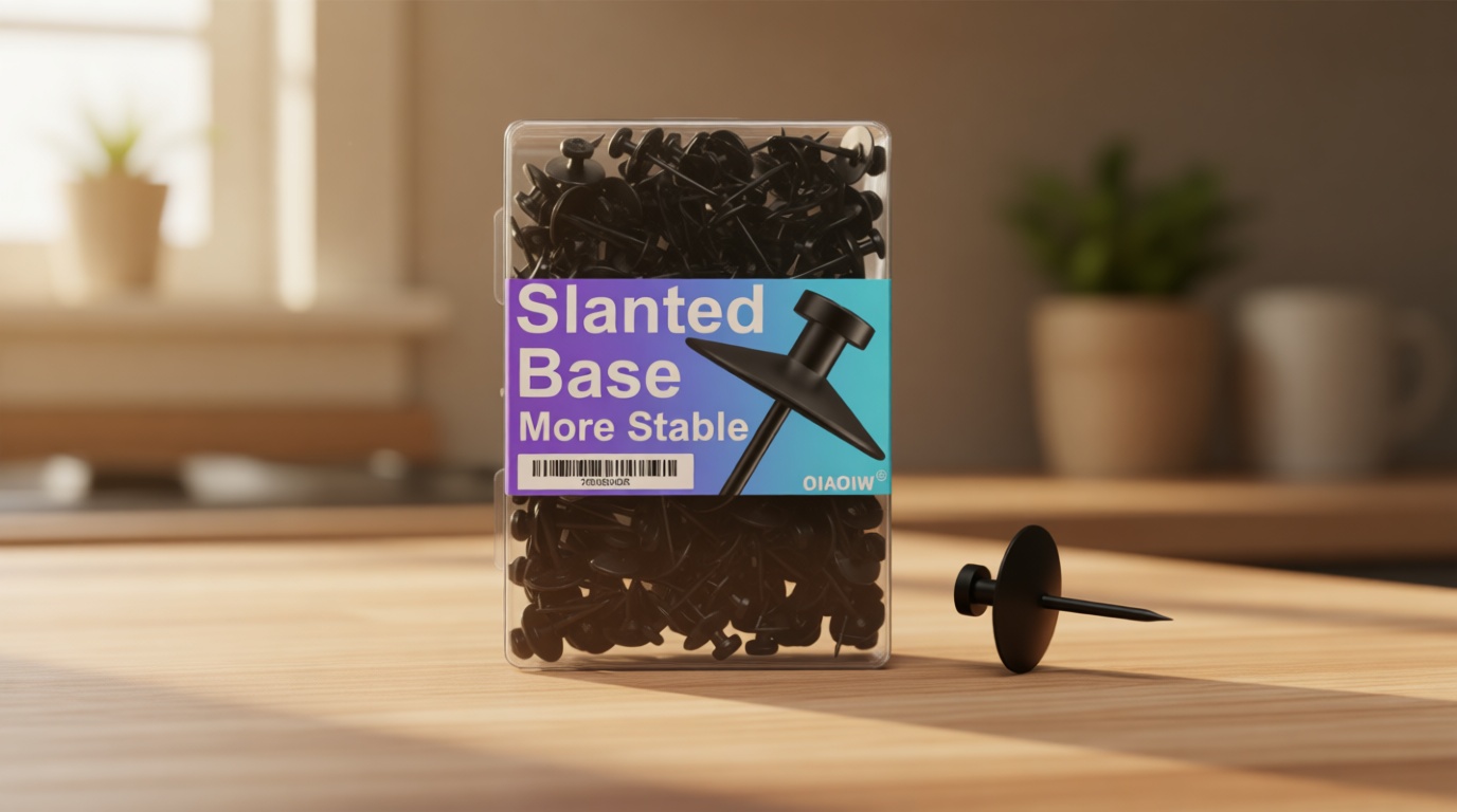 50pcs Black Thumb Tacks - Heavy Duty Double Headed Metal Wall Tacks