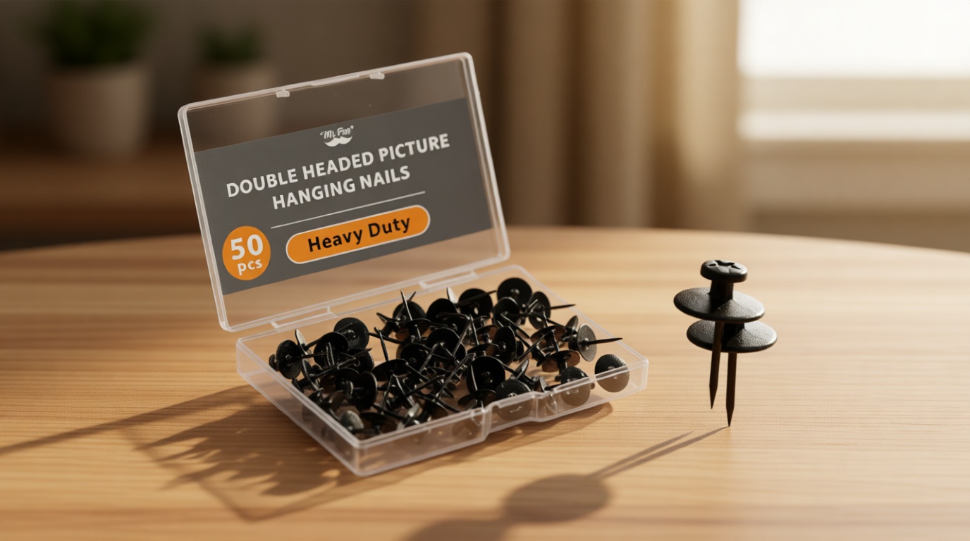 Mr. Pen- Double Headed Picture Hanging Nails, 50 Pack, Black, Push Pins for Wall
