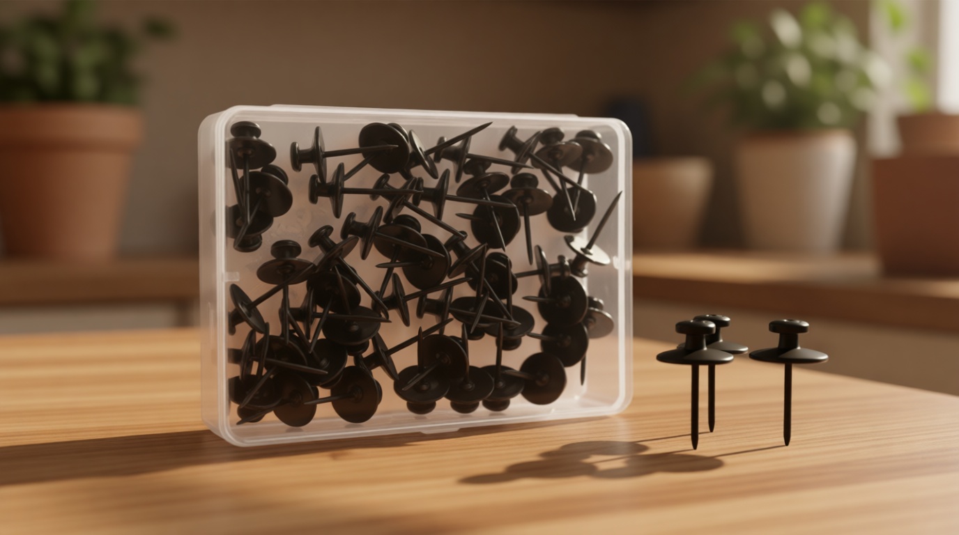 KURUI 60Pcs Double Headed Nails for Hanging Pictures, Renter Friendly Decor Pictures Hanging Kit, Wall Hangers for Bathroom Living Room Office, Thumb Tacks for Tapestry Frame Art, Wall Mount-Black