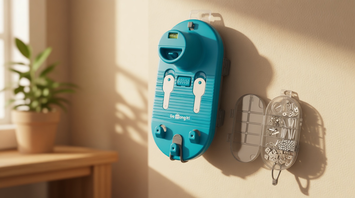 Go Hang It! Pro, All-in-One Picture Hanging Kit - Picture Leveling and Hanging Tool - Hang Sawtooth/Wire Hangers - Wall Hanging Kit and Level Tool - Hardware Case with 85-Piece Hanging Essentials