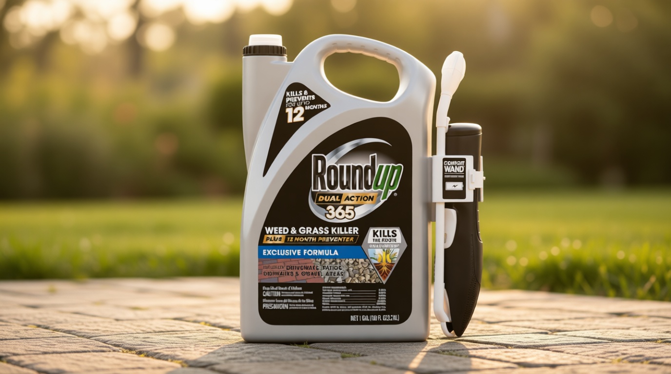 Roundup Dual Action 365 Weed & Grass Killer Plus 12 Month Preventer with Comfort Wand, Kills & Prevents for up to 1 Year, 1 gal.