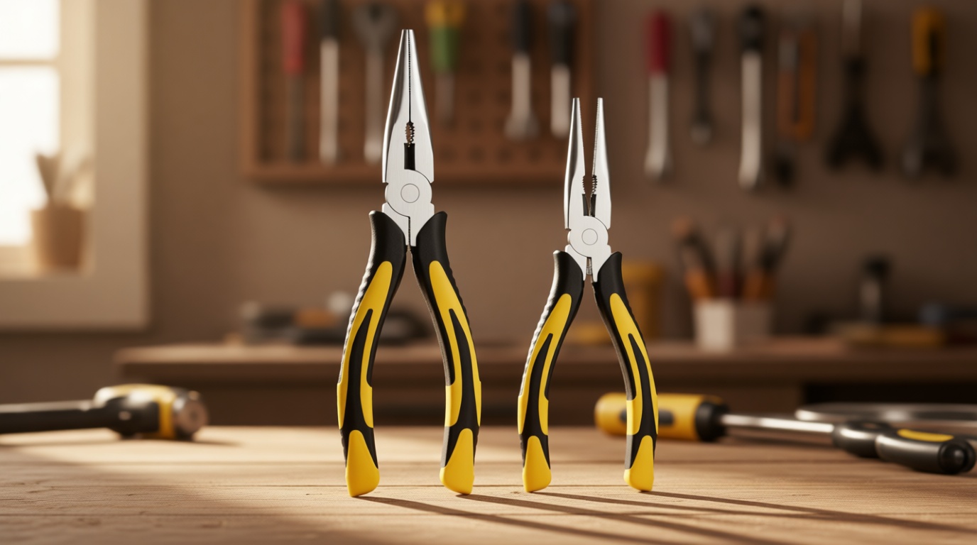 Premium Long Needle Nose Pliers-6''&8'', Paper Clamp Precision, High Carbon Steel, Soft Grip with Wire Cutter, Long Nose Cutting Pliers for Home, Fishing, Jewelry, Crafts,2pcs