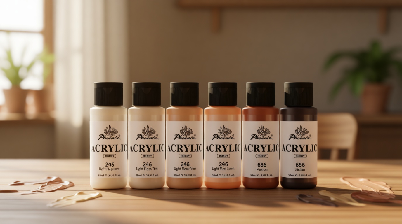 PHOENIX Skin Tone Acrylic Paint - 6 Neutral Colors x 2 Fl Oz