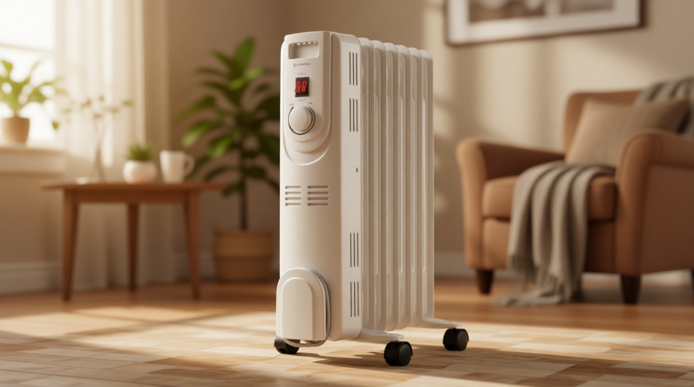 Comfort Zone Electric Oil-Filled Radiant Radiator Space Heater, Never Refill, Adjustable Thermostat, Tip-Over Switch & Overheat Protection System, Ideal for Home, Bedroom, & Office, 1,200W, CZ7007J