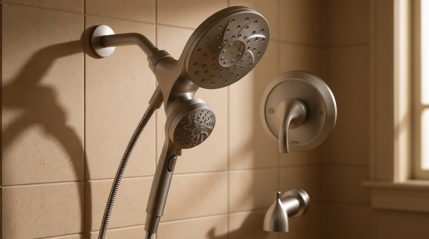 Moen Engage Multi-Function Handshower and Rainfall Shower Head Trim Combo with Handle, Tub Spout, Metal Hose and Valve, Brushed Nickel, 82304SRN