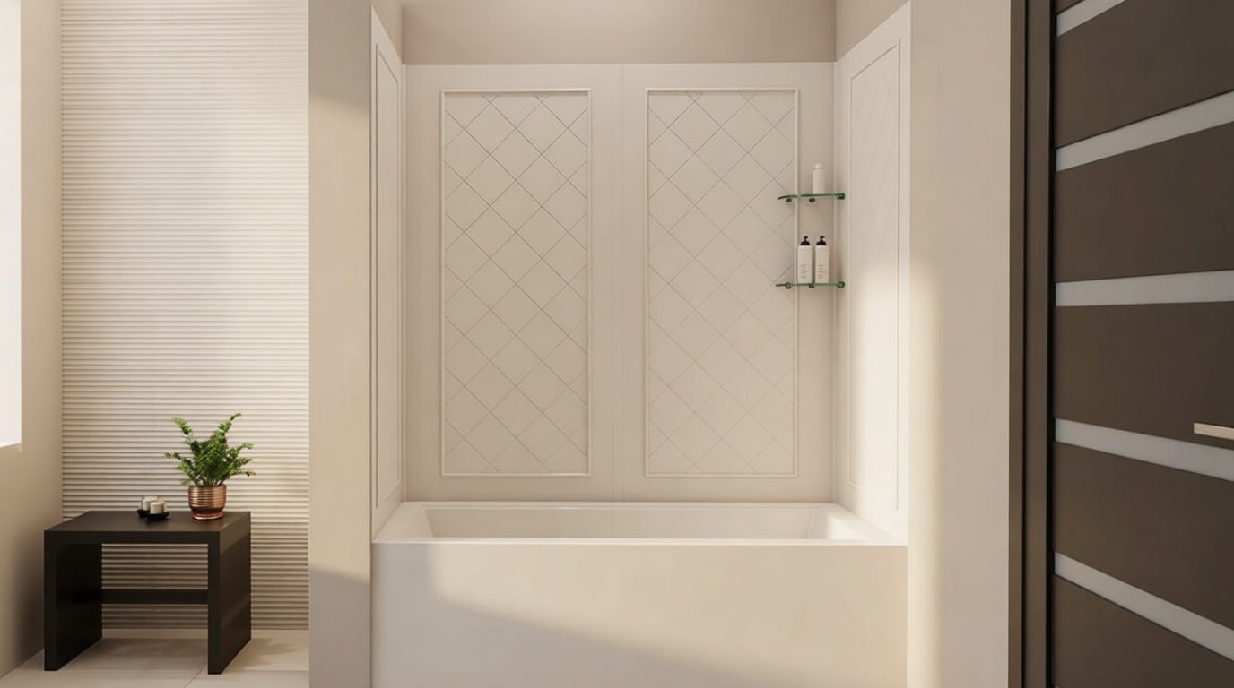 DreamLine QWALL-Tub 56-60 in. W x 28-32 in. D x 60 in. H Acrylic Backwall Kit In White, SHBW-1360603-01