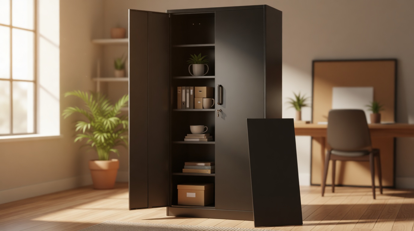 Letaya Metal Storage Cabinets with Lock Doors,Tall Locker Organizer Steel Garage Cabinets, 5 Adjustable Layers Shelves for Home, Office, Warehouse,Tool,Industrial(Black) Recycled Claim Standard Blended