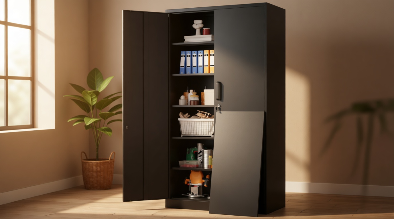 SISESOL Wide & Deep Metal Storage Cabinet with 2 Doors and 6 Shelves,72x36x18 Garage Storage Cabinet,Tall Black Locking Metal Cabinets with Lock,Steel Locked Cabinets for Home,Office,Garage,School Recycled Claim Standard Blended Recycled Claim Standard 100