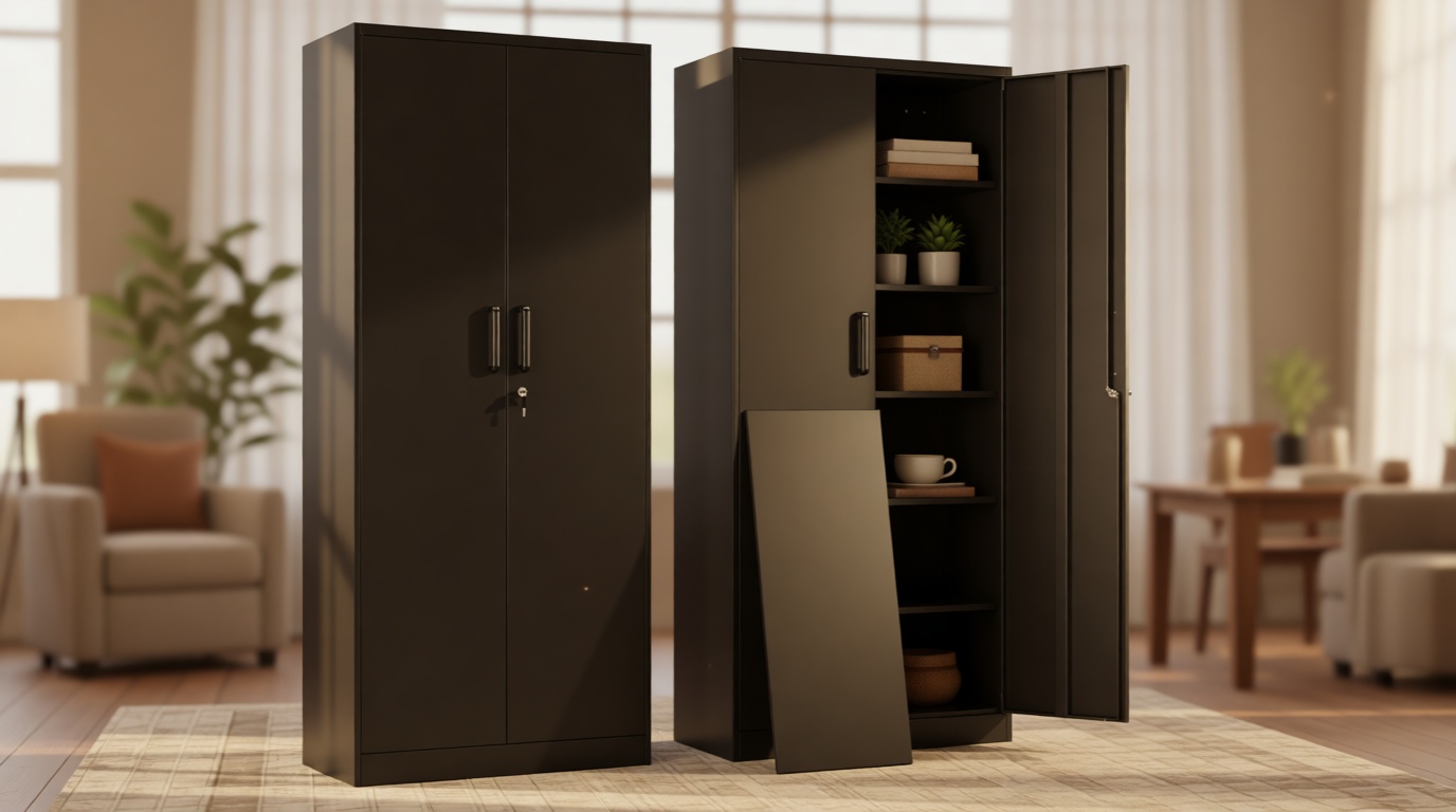 Yizosh Metal Garage Storage Cabinet with 2 Doors and 5 Adjustable Shelves - 71" Steel Lockable File Cabinet,Locking Tool Cabinets for Office,Home,Garage,Gym,School (Black) Recycled Claim Standard Blended