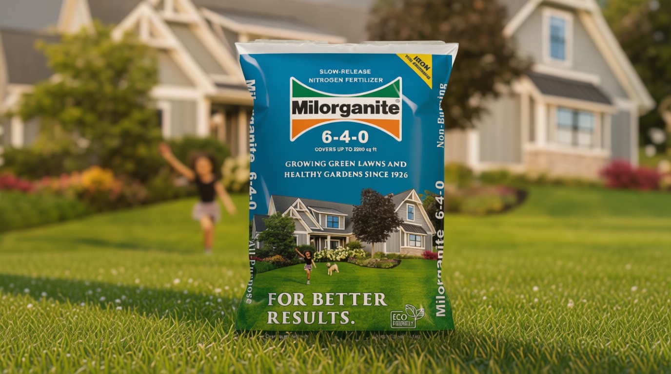 Milorganite All-Purpose Eco-Friendly Slow-Release Nitrogen 6-4-0 Fertilizer, 32 Pound Bag - for Lawns, Flowers, and Gardens