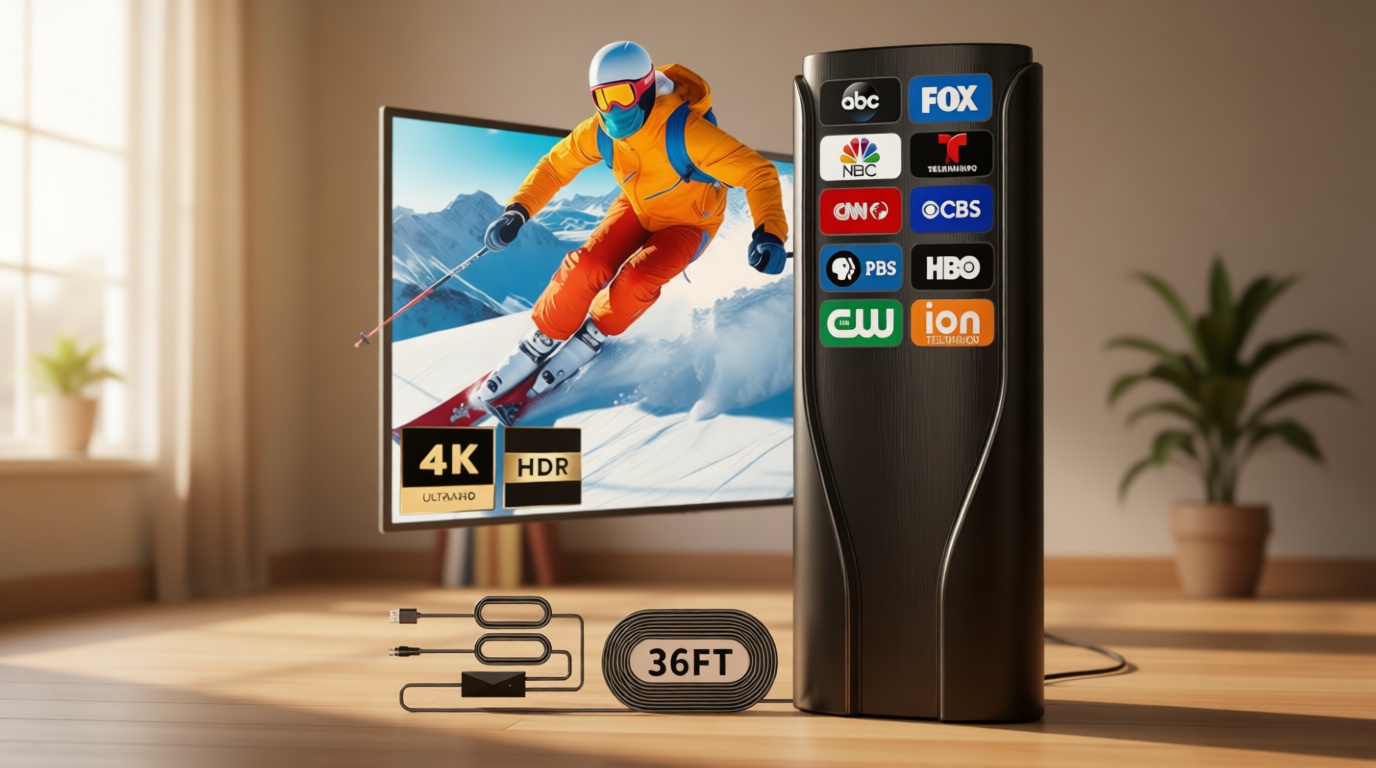 Digital TV Antenna Indoor Outdoor,2200+ Miles Long Range HD Antenna for Smart TV and All Older TV's for Local Channels,Supports 4K 1080P with Amplifier Signal Booster & 36ft Cable