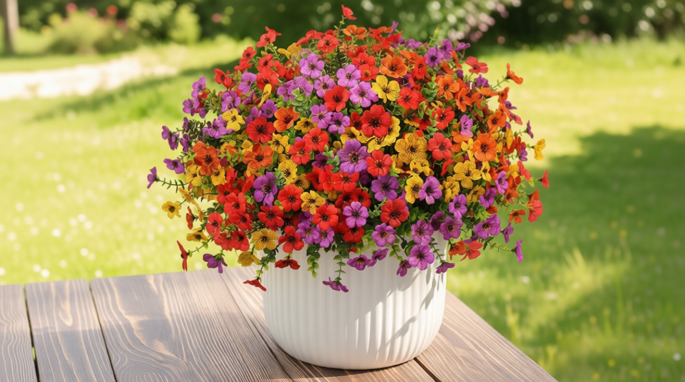 ZFProcess Artificial Flowers Faux Plants Outdoor Fake Flowers Spring Decor,12 Bundles Realistic Plastic Plant Colorful Daisy UV Resistant for Porch Patio Home Yard Garden Window Box Pot Planters