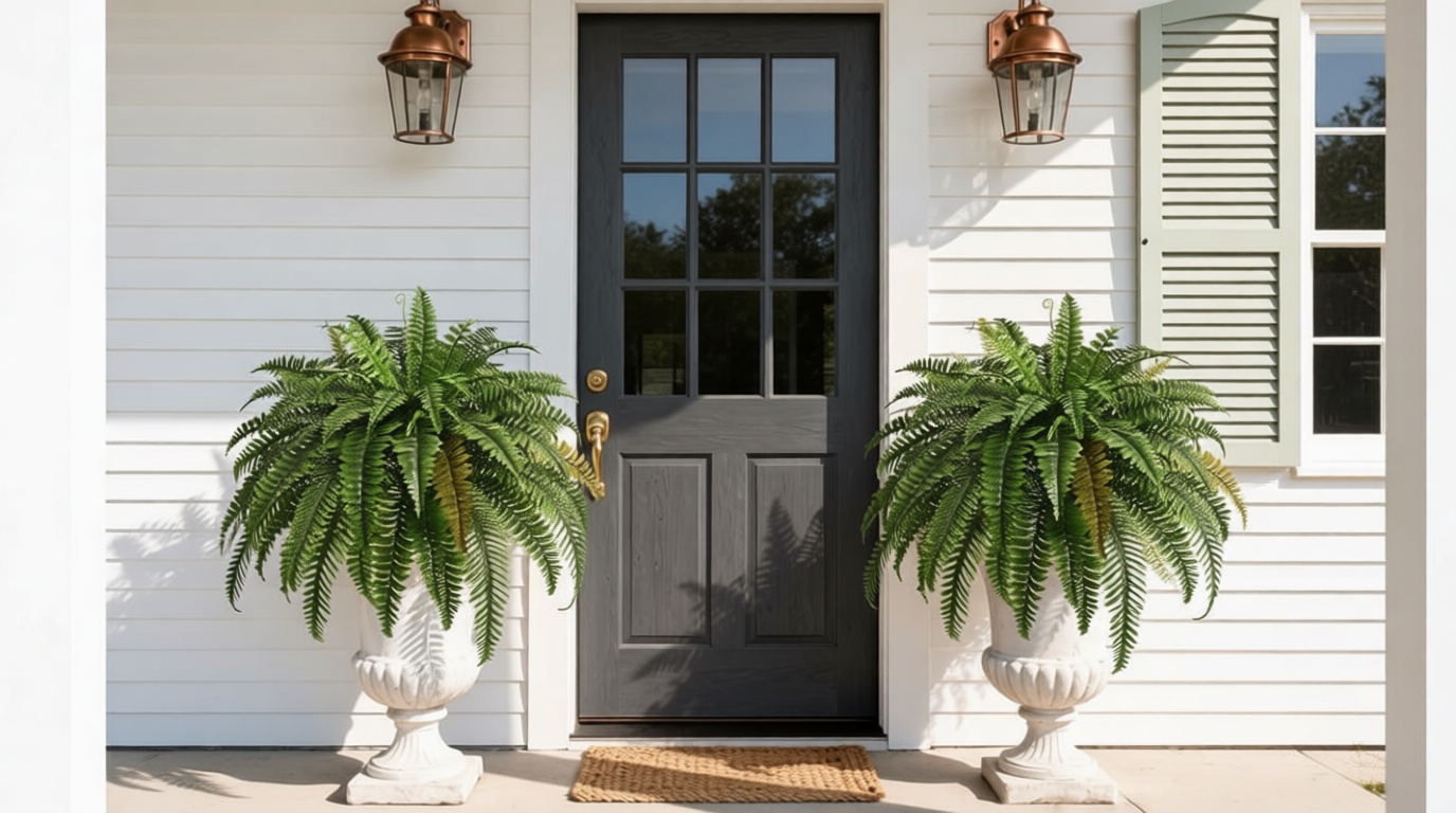 2PCS 45in Fake Ferns- Large Artificial Plants Outdoor, UV Resistant Artificial Ferns for Outdoors, 60 Branches Faux Boston Fern Realistic Weatherproof Fake Plants for Porch Home Patio Hanging Decor Global Recycled Standard