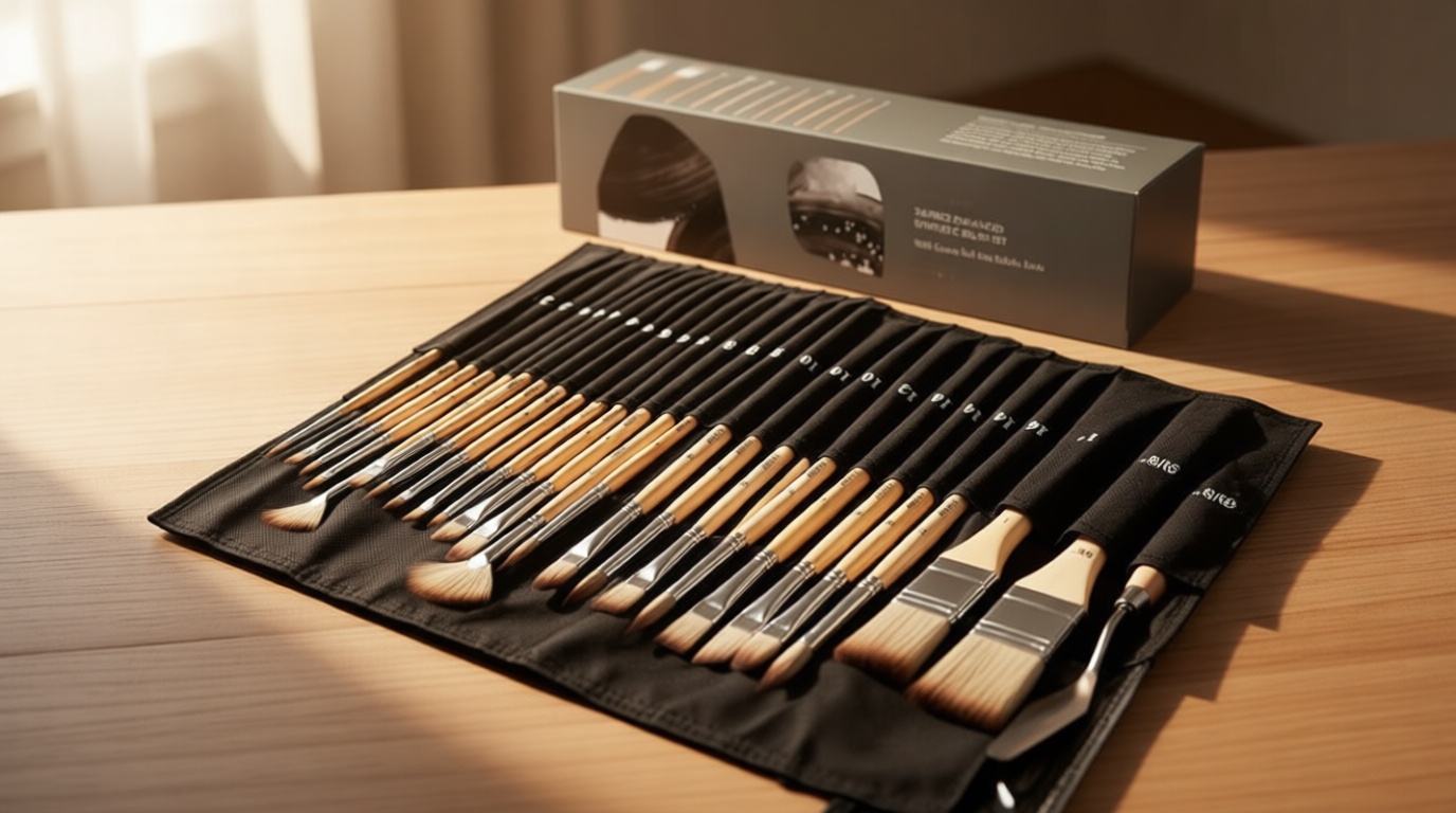 ARTIFY 25 Pieces Professional Paint Brush Set – Expert Series Synthetic Nylon Brushes for Acrylic, Oil, Watercolor, Gouache – No Shedding, Canvas Roll Case & Palette Knife, Artist Gifts Art Supplies The Forest Stewardship Council