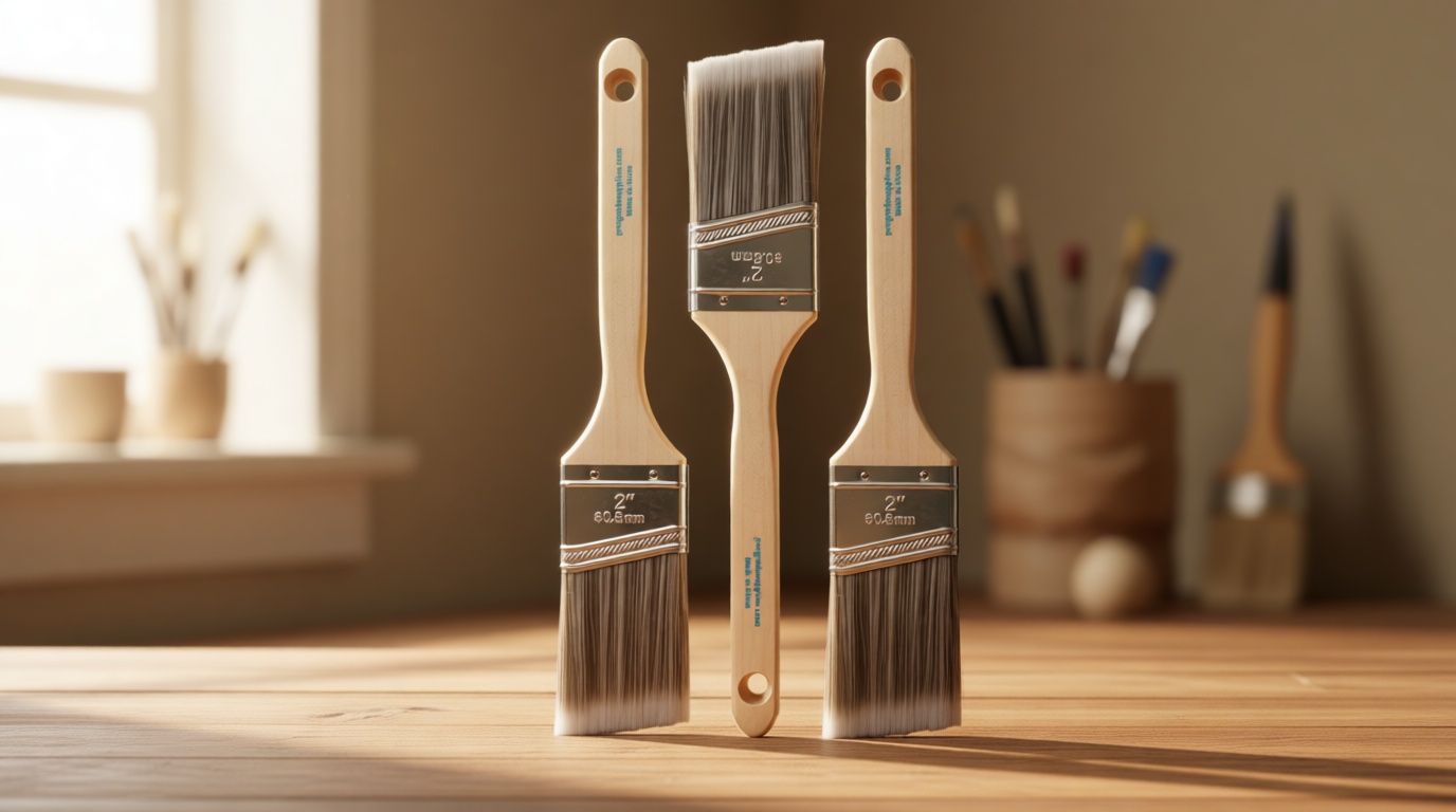 Pro Grade 2 Inch Angled Paint Brush (3 Pack) – Professional Angle Sash Brushes for Cutting in Trim, Walls, Cabinets & Detail Work – Works with Latex & Oil-Based Paint