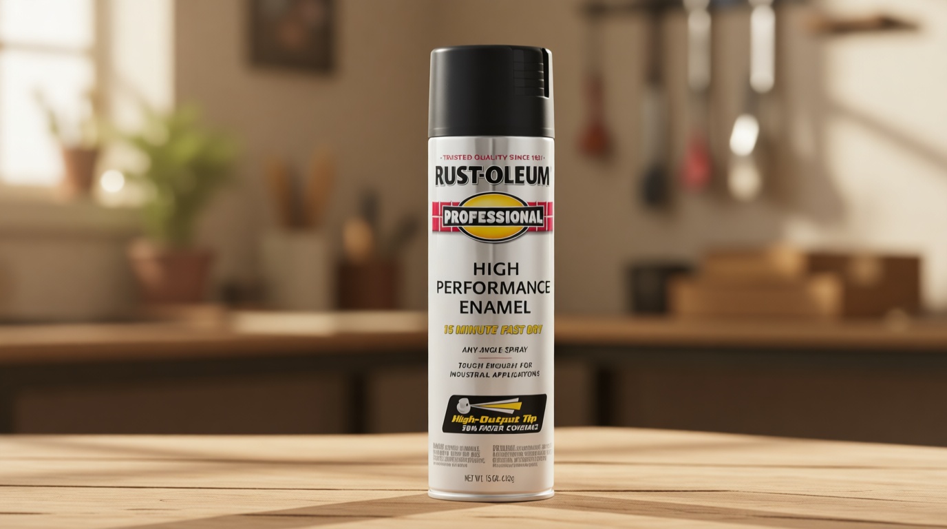Rust-Oleum 7578838 Professional High Performance Enamel Spray Paint, 15 oz, Flat Black