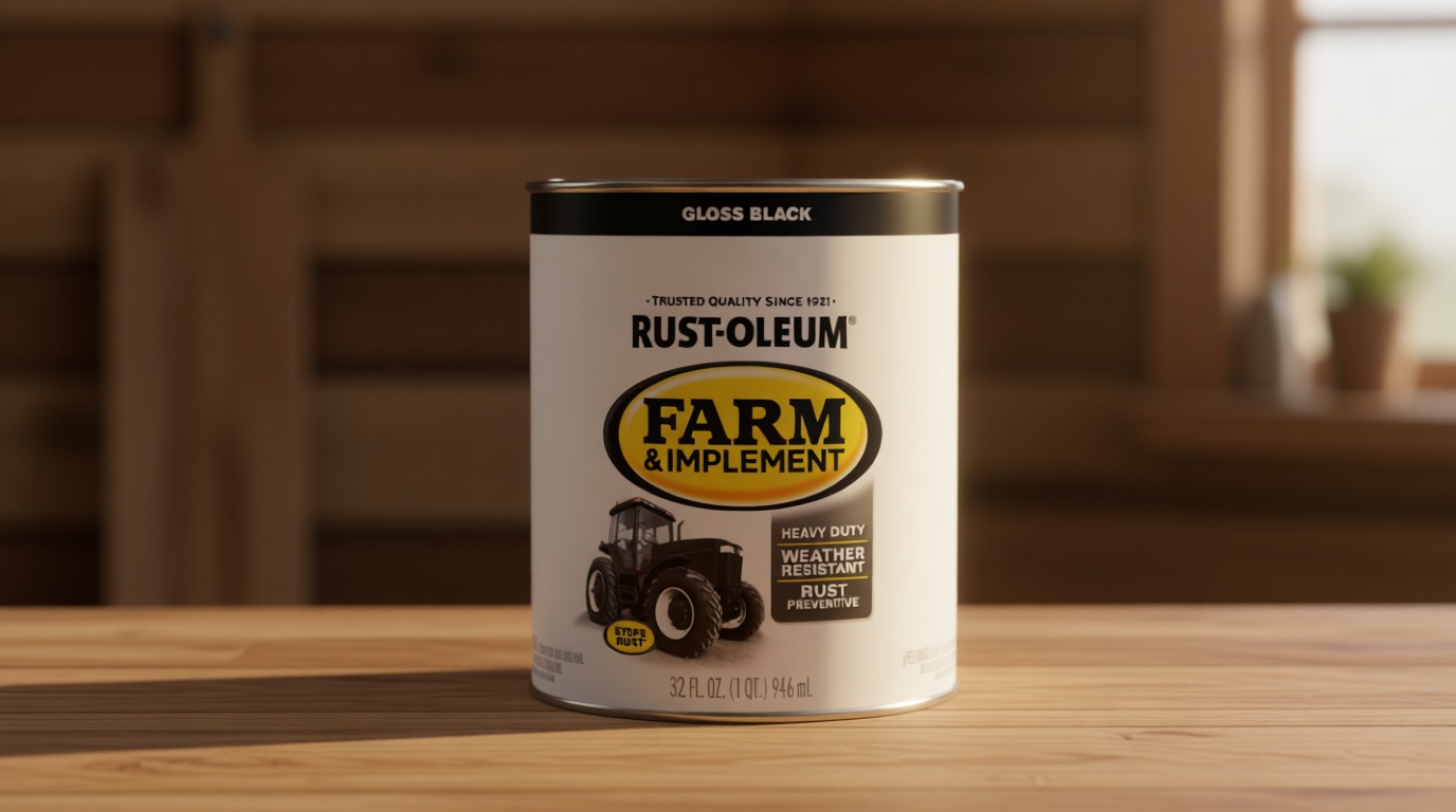 Rust-Oleum 280104 Farm & Implement Enamel Paint, Quart, Gloss Black, (Pack of 1)
