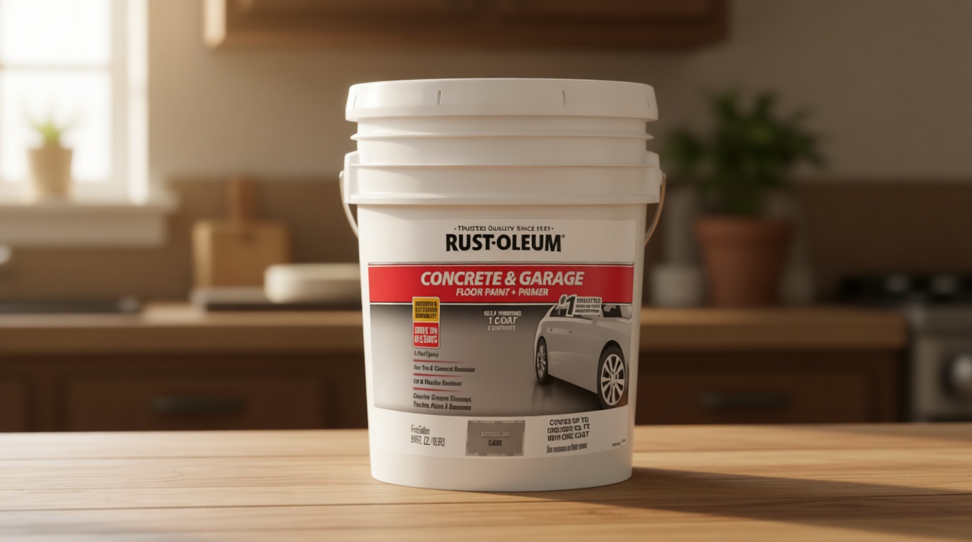 Rust-Oleum 320173 Concrete & Garage Floor Paint and Primer, 5 Gallon, Satin Armor Gray