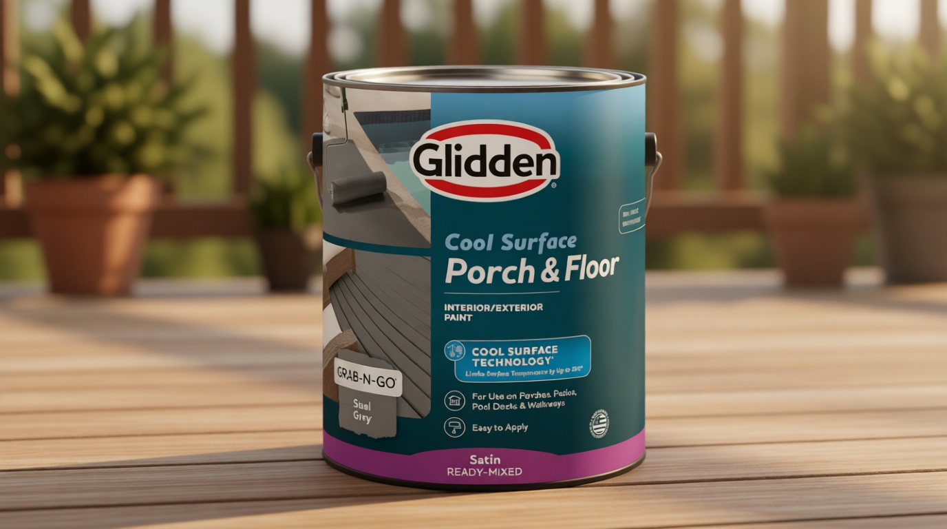 Glidden Porch and Floor with Cool Surface Technology Satin Interior/Exterior Paint, Steel Gray, 1 Gallon